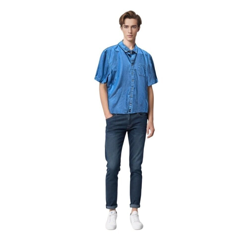 Johnnie-O Blue Short Sleeve Button-Up Collared Short Sleeve Shirt‎ Men's Size L
